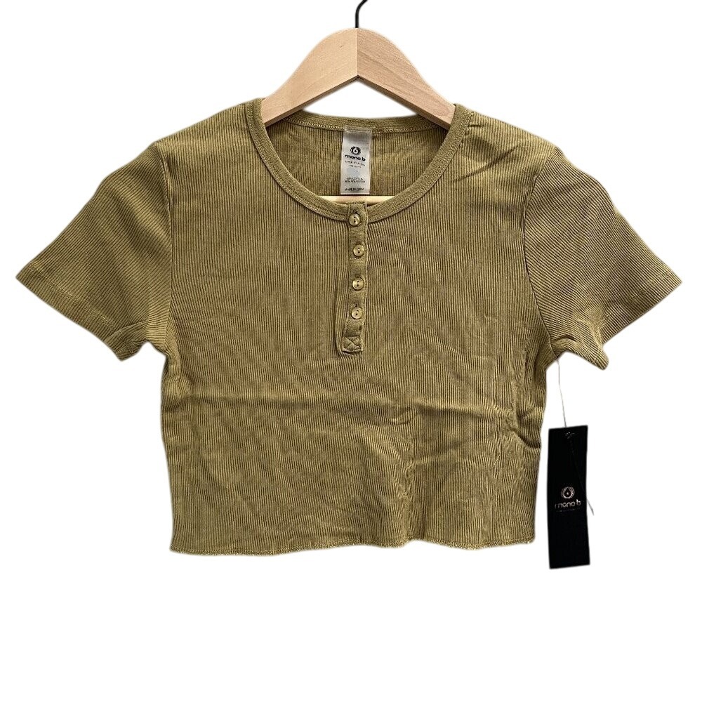 Mono B Anthropologie Crop Short Sleeve T Shirt Athleisure Casual Fennel Medium